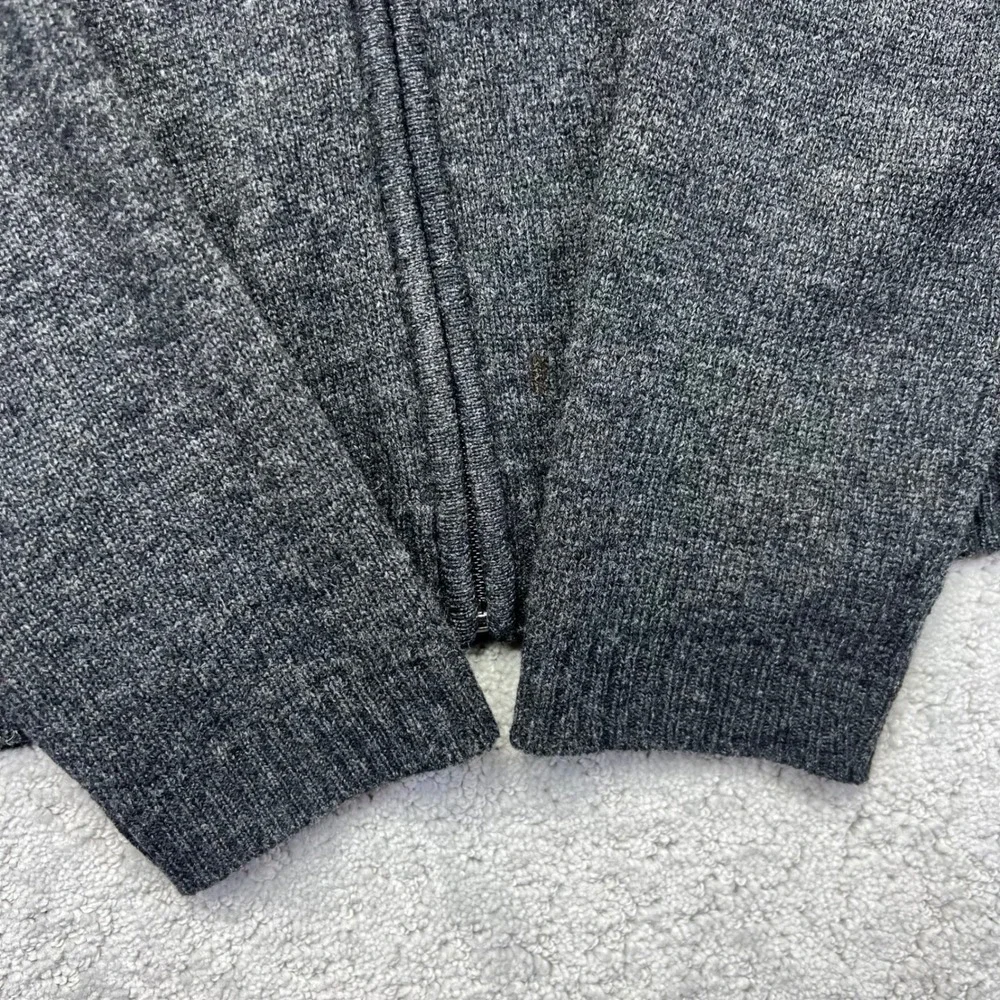 VINTAGE‎ 90s Old Navy Sweater Womens L Dark Grey 100% Lambswool Zip Up Cardigan